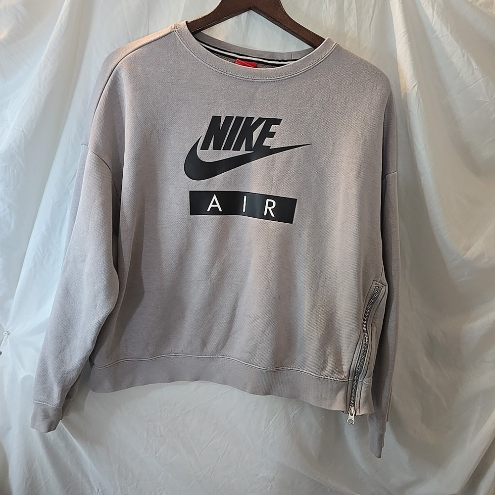 Nike Air Sweatshirt Women's M Gray Spellout Oversized Side‎ Zip Y2K Vibes